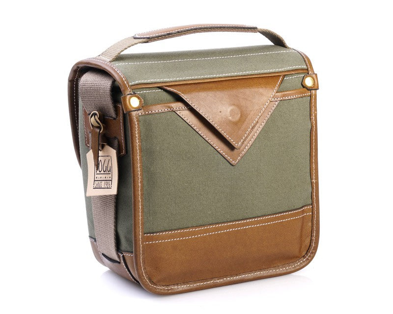 Fogg Lyre Satchel Green Fabric with Havana Leather